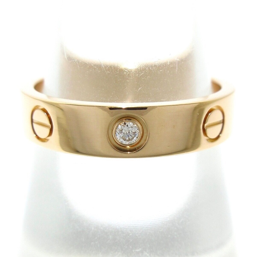 Cartier Love Ring Diamond Rose Gold Wedding Band Size 51